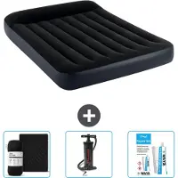 Intex Luchtbed - Twijfelaar - 137 x 191 x 25 cm - Donkerblauw - Inclusief Hoeslaken - Pomp en Reparatieset