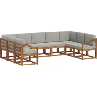 vidaXL Buiten bank set 9 st Natuurlijk en Licht Grijs