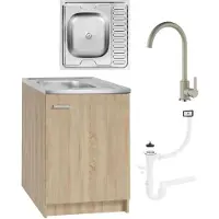 Stamar - Keukenkast 60cm met Wastafel + Wastafelkraan - Keuken meubel - Eik Sonoma