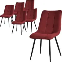 ML-Design Eetkamerstoelen set van 6 rood Keukenstoel met polyester hoes en stalen poten ML design