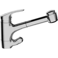 Hansa Hansamix 1 gats keukenkraan met stopkraan met uittrekbare handdouche met uitloop 23.5cm chroom