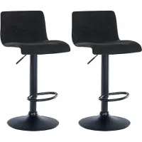 CLP Branford Set van 2 barkrukken - Met rugleuning - Met voetsteun - Metalen frame - zwart Stof