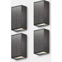 Calex Birindisi Solar Wandlamp - Warm Wit up & down Licht - op zonne‑energie - Draadloos - Waterdicht - Zwart - 4-pack