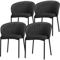 ML-Design Set van 4 eetkamerstoelen met rugleuning & armleuning antraciet met metalen poten tot 120 kg