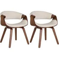 CLP Foley Set van 2 eetkamerstoelen - Met armleuning - Houten frame - eiche/creme Kunstleer