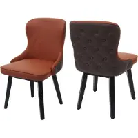 Mendler Set van 2 eetkamerstoelen -M60, gestoffeerde stoel keukenstoel fauteuil stoel, stof/textiel massief hout ~ terracotta-bruin