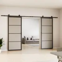 Inova complete glazen dubbele schuifdeur - 180x215 - veiligheidsglas - open systeem zwart