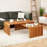 Idimex Salontafel HAVANA teak natuur rustiek design massief houten tafel lattenlook houten salontafel - Hoofdafbeelding
