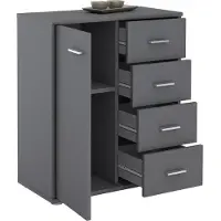 CARO-Möbel Commode TIRANO met 1 deur en 4 lades - grijs