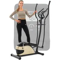 Hop-Sport HS-003C Focus – Crosstrainer – Handmatige Weerstand – Antislip Voetplaten – Goud