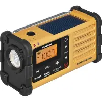 Sangean MMR-88 Outdoorradio VHF (FM), Middengolf Noodradio Acculaadfunctie, Zaklamp, Oplaadbaar, Zonnepaneel, Handslinger Zwart, Geel