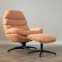 Bronx Draaifauteuil met hocker Palma linnen koper