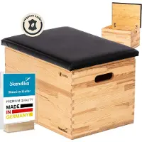 Skandika Vira springkist kist - Plyometrische springkist van massief hout, made in Germany, met kistfunctie en bekleding van vegan leer | Springkasten, plyo box, springbox, turnkast