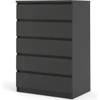 Ebuy24 Nada kommode breed met 5 lades, mat zwart.