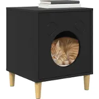 vidaXL Kattenhuis Zwart 42,5 x 40 x 53 cm Bewerkt hout