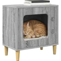 vidaXL Kattenhuis Grijs Sonoma 51 x 30 x 52 cm Bewerkt hout