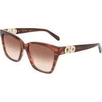 Ferragamo Zonnebril - - SF2110S - Gestreept wijn (paars) - Acetaat - Vierkant 57/16/145