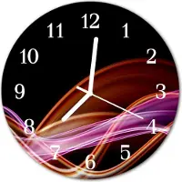 Tulup Wandklok - Abstracte kunst Gekleurde Glazen Klok - 30fi cm - Paars Glazen Klok Met Print - Witte Handen - Ronde Wandklok - Wandklok Glas Met Motief - Decoratieve Glazen Klok