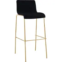 CLP Barkruk Hover - Stapelbaar - Belastbaar tot 150 kg - Goudkleurig Frame - 75 cm - Stof - zwart/goud