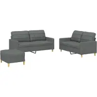 vidaXL 3-delige Loungeset met kussens stof donkergrijs