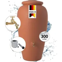 Graf amfoor compleet SET 300 L terracotta incl. messing uitloopkraan en regenpijp-aansluiting