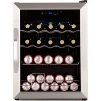 Klarstein Coachella 60 Drankenkoelkast - 60 L wifi-compatibel, LED-verlichting, Roestvrij staal, Fluisterstil, 3-18 °C, Uitneembare schappen, Drankenkoelkast met glazen deur