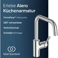 Ideal standard Alero keukenkraan, uitloophoogte 222 mm, 360° draaibaar – Chroom