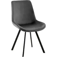 CLP Lewes Eetkamerstoel - Met rugleuning - Met houten poten - Met rugleuning - Velvet - donkergrijs