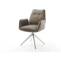 DELIFE Eetkamerstoel Zoa-Flex microvelours taupe vintage kruisframe breed roestvrij staal pocketveer kern