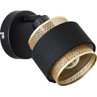 Brilliant Zwart met gouden wandlamp Grove 1-lichts