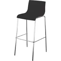 Paper Flow barkruk HARPER, rugleuning, stapelbaar, B 390 x D 320 x H 760 mm, polypropeen en verchroomd staal, zwart, 2 stuks