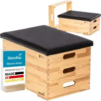 Skandika Vira springkist 3-delig - Plyometrische springkist van massief hout, made in Germany, met 3 segmenten en bekleding van vegan leer | Springkasten, plyo box, springbox, turnkast