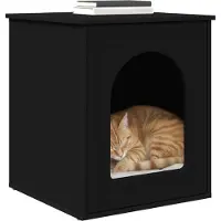 vidaXL Kattenhuis Zwart 53 x 52 x 62 cm Bewerkt hout