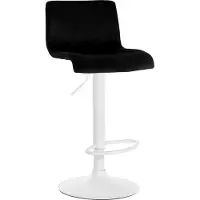 CLP Barkruk Hover - met rugleuning - verstelbaar - draaibar - metalen frame - fluweel - wit/zwart