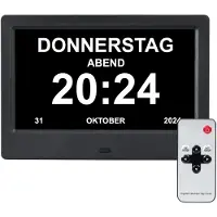 Brixy Dementieklok - 24 Alarmfuncties - Incl. Afstandsbediening - Automatische Dimfunctie - Kalenderklok - Zwart