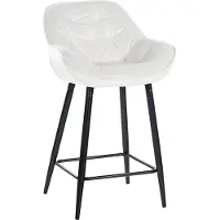 CLP Gibson 76 Barkruk - Met armleuning - Met rugleuning - Fluweel - Velvet - cremewit/zwart