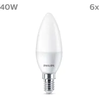 Philips LED lamp E14 | Kaars B35 | Mat | 2700K | 4.9W (40W) 6 stuks