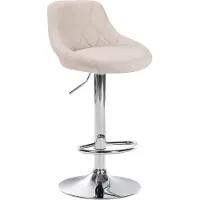 CLP barkruk Lazio, bekleed met stof, in hoogte verstelbaar en 360 graden draaibaar | Kleur: crème, frame: chroom
