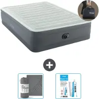 Intex luchtbed - geschikt voor 2 personen - 152 x 203 x 46 cm - grijs - inclusief pomp - met spannenhoes en reparatieset