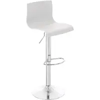 CLP Hover Barkruk - Met rugleuning - Voetsteun - Kunststof - chroom/wit