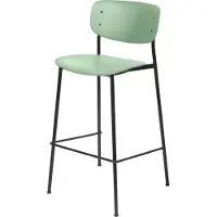 Meet by Paperflow barkruk SOHO, rugleuning, stapelbaar, B 445 x D 425 x H 760 mm, polypropeen en gelakt staal, groen/zwart/2 stuks