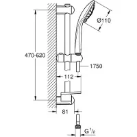 GROHE Euphoria Massage Doucheset 60cm - Handdouche ø 11 cm - Doucheslang 175 cm - Met zeepschaal