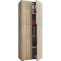 VCM Houten garderobe | Kast met 5 compartimenten en draaideuren | Afmetingen ca. B. 70 x H. 184 x D. 40 cm – Lona