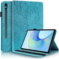 Mobigear Tablethoes geschikt voor Samsung Galaxy Tab S10 FE Plus Hoes | Tree Bookcase + Stylus Houder | Pasjeshouder voor 2 Pasjes | Telefoonhoesje voor Pinpas / OV Kaart / Rijbewijs - Blauw