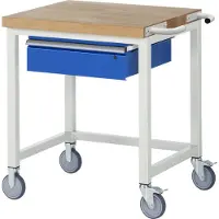RAU Werkbank serie 8000, verrijdbaar, met hangende schuiflade, B 750 x D 700 x H 880 mm