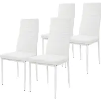 ML-Design Eetkamerstoelen set van 4, kunstlederen bekleding, wit, gestoffeerde stoel met metalen poten ML design