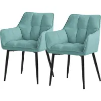 ML-Design eetkamerstoelen set van 2 in badstof, petrol, keukenstoel met dikke gestoffeerde zitting & metalen poten,