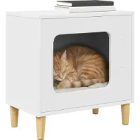 vidaXL Kattenhuis Wit 51 x 30 x 52 cm Bewerkt hout