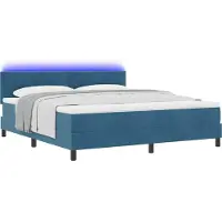 vidaXL LED boxspringbed met hoofdeinde, donkerblauw, 180 x 200 cm, fluweel