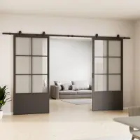 Inova complete glazen dubbele schuifdeur - 205x220 - veiligheidsglas - Loft - zwart